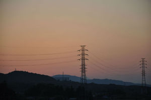 関越道の夕日